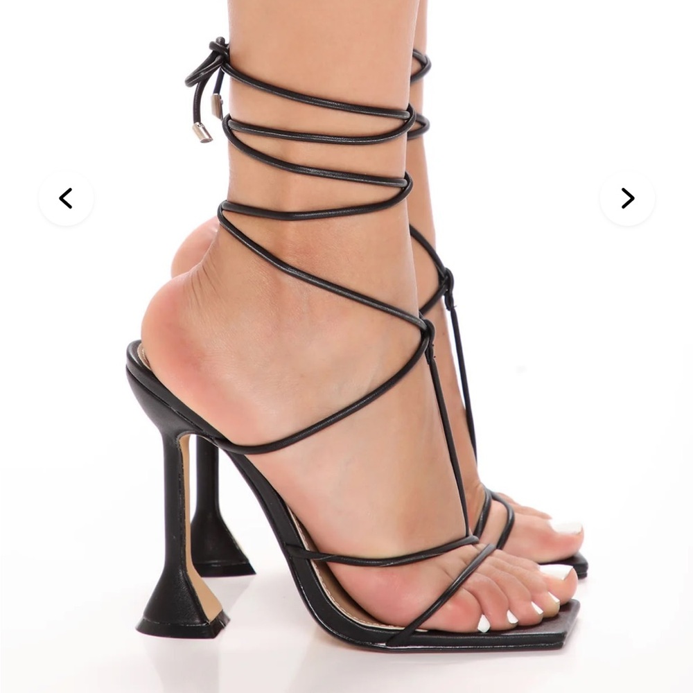 Fashion Nova Black Lace-Up Heels